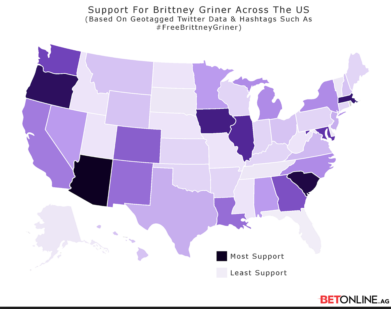 BetOnline Releases Brittney Griner Support Map by State