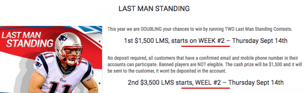 America’s Bookie $5000 NFL 2017 Last Man Standing Contest