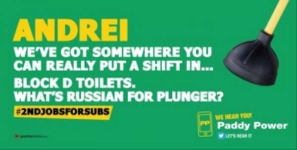 Arsenal Now Paddy Power Betting Partner Despite Arshavin ‘Toilet Cleaning’ Billboard Arsenal Now Paddy Power Betting Partner Despite Arshavin ‘Toilet Cleaning’ Billb