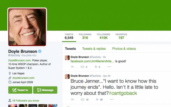 Bruce Jenner Comes Out and Doyle Brunson Says He Can’t Go Back