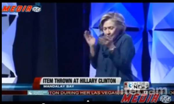 Hillary Clinton Has Shoe Thrown at Her at Sheldon Adelson’s Mandalay Bay (Video) Hillary Clinton Has Shoe Thrown at Her at Sheldon Adelson’s Mandalay Bay (Video)