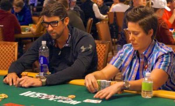 Swimming With Sharks: Michael Phelps vs. Vanessa Selbst at 2013 WSOP Swimming With Sharks: Michael Phelps vs. Vanessa Selbst at 2013 WSOP
