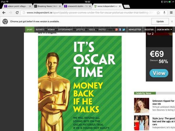Outrage Over Paddy Power Oscar Pistorius Murder Trial Betting Intensifies 
