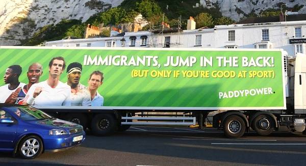 Paddy Power Racist ‘Immigrants Jump in the Back’ Ad Banned Paddy Power Racist ‘Immigrants Jump in the Back’ Ad Banned