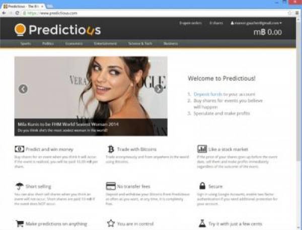 Predictious Bitcoin Online Prediction Market Unveiled Predictious Bitcoin Online Prediction Market Unveiled