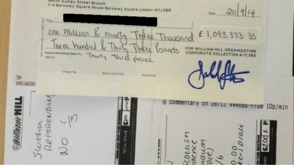 'Why I bet £900k on the Scottish referendum' 'Why I bet £900k on the Scottish referendum'