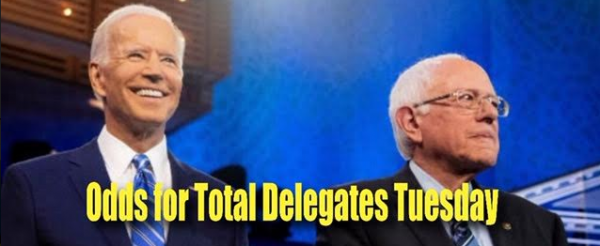 Odds for Total Delegates Won by Each Candidate on Tuesday