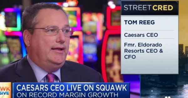 Caesars Sportsbook CEO Tom Reeg appearing on CNBC