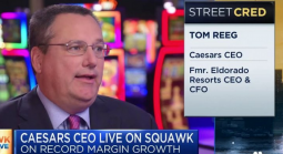 Caesars Sportsbook CEO Tom Reeg appearing on CNBC