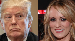 Donald Trump and Stormy Daniels faces appearing side by side