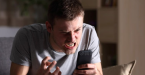 ESPN Bet app crashing Man yelling into his phone