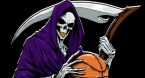 The Grim Reaper holding a basketball and sickle