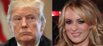Donald Trump and Stormy Daniels faces appearing side by side