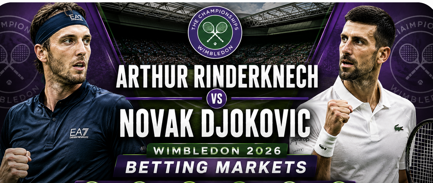 2026 Wimbledon Betting Markets: Arthur Rinderknech v Novak Djokovic
