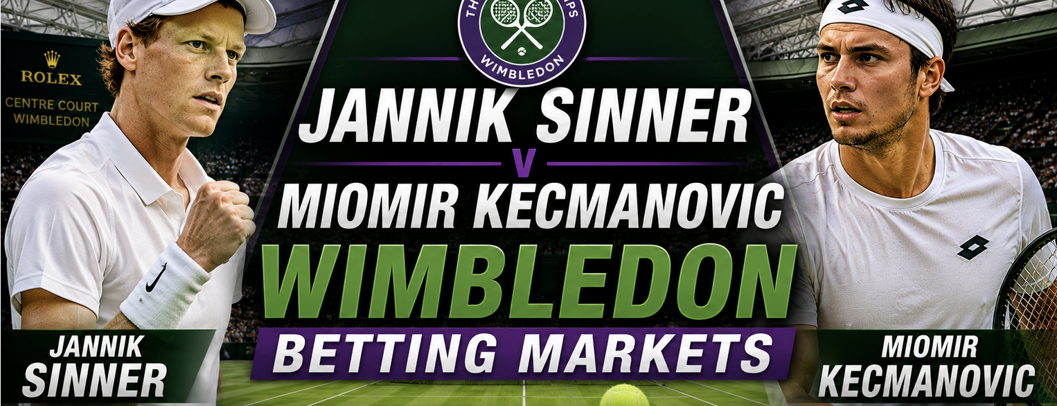 Jannik Sinner v Miomir Kecmanovic Wimbledon 2026 Payout Odds - Betting Markets