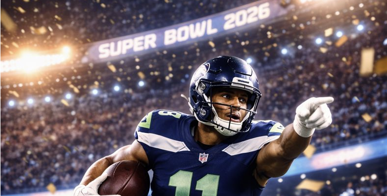Jaxon Smith-Njigba scoring in the Super Bowl