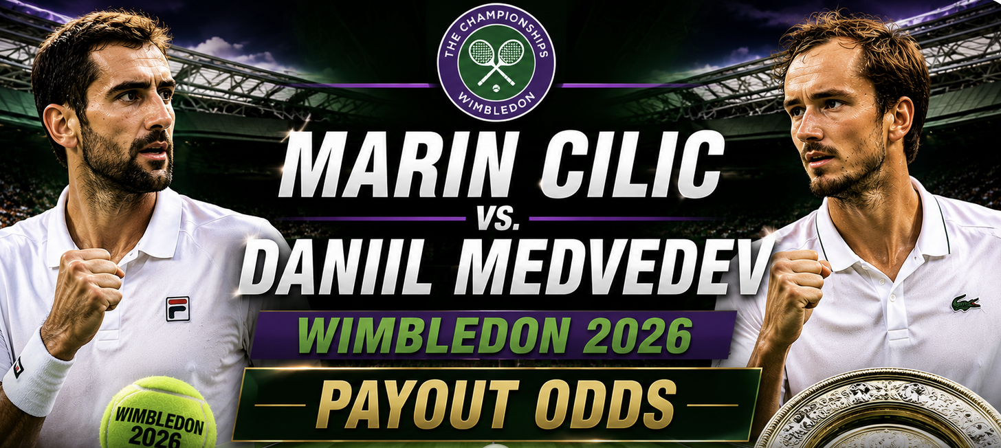 Marin Cilic v Daniil Medvedev Wimbledon 2026 Payout Odds - Betting Markets