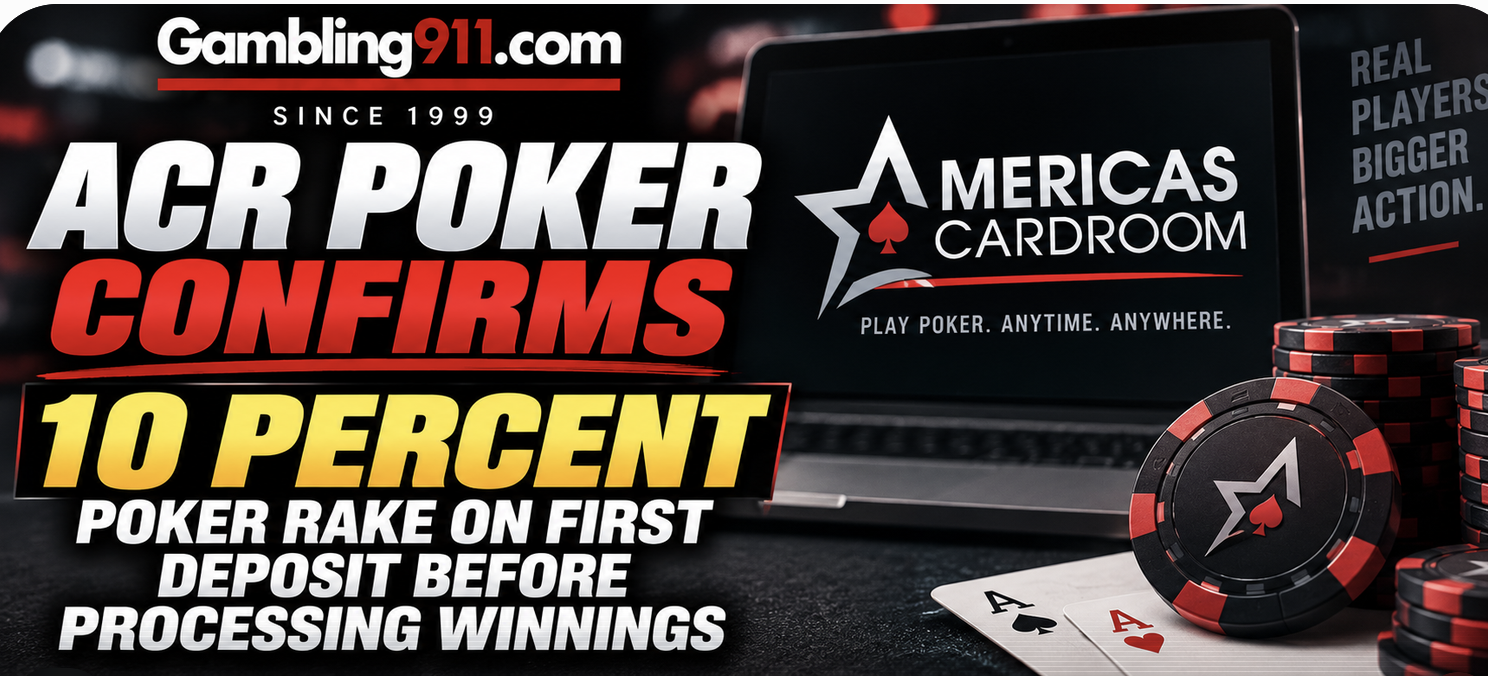 ACR Poker Confirms 10 Percent Poker Rake on First Depost Before Processing Winnings