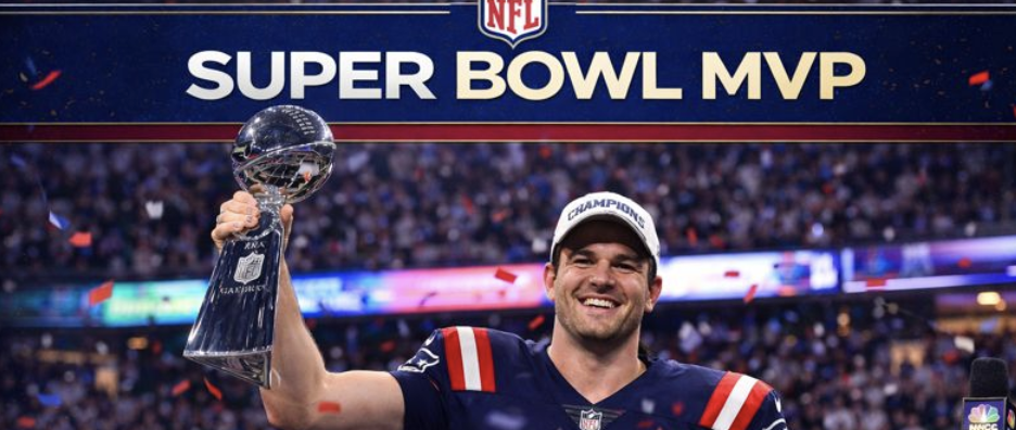 Drake Maye at the Super Bowl 