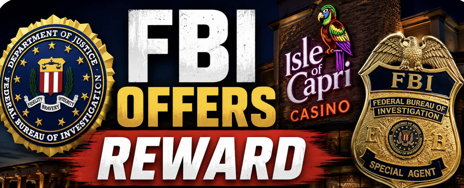 FBI Announces Reward for Capture of Man Wanted in Robbery of Boonville, Missouri Casino
