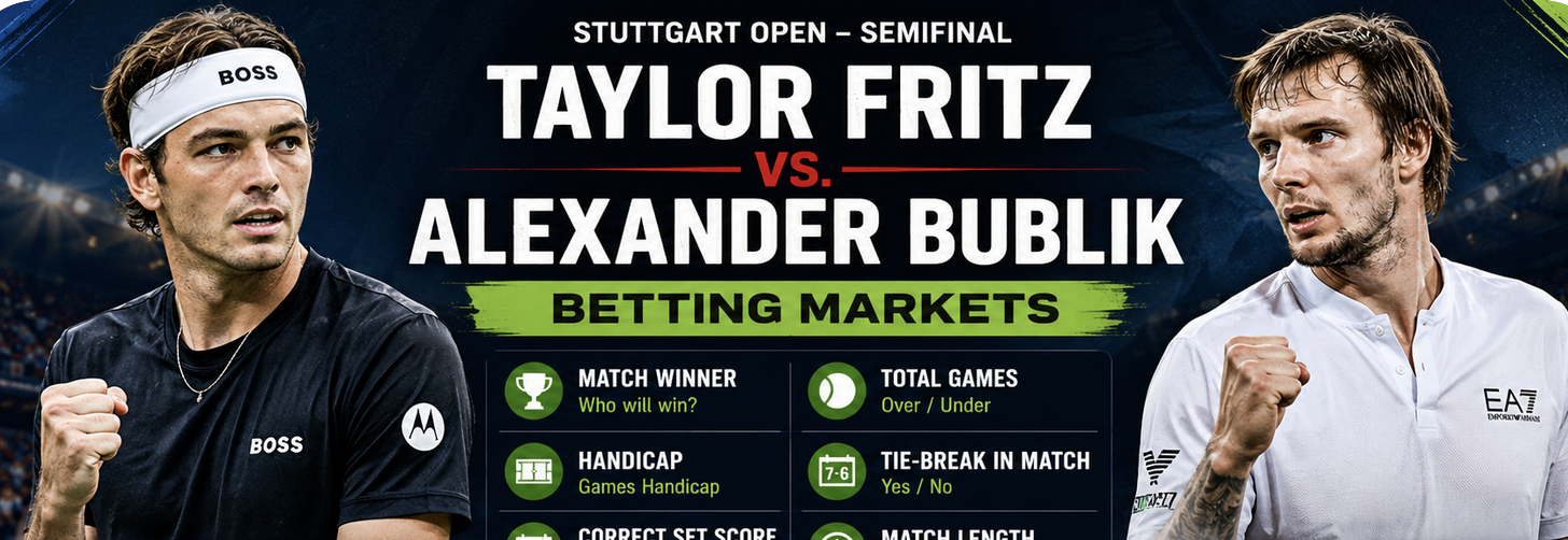 2026 ATP Stuttgart Betting Markets: Taylor Fritz vs. Alexander Bublik