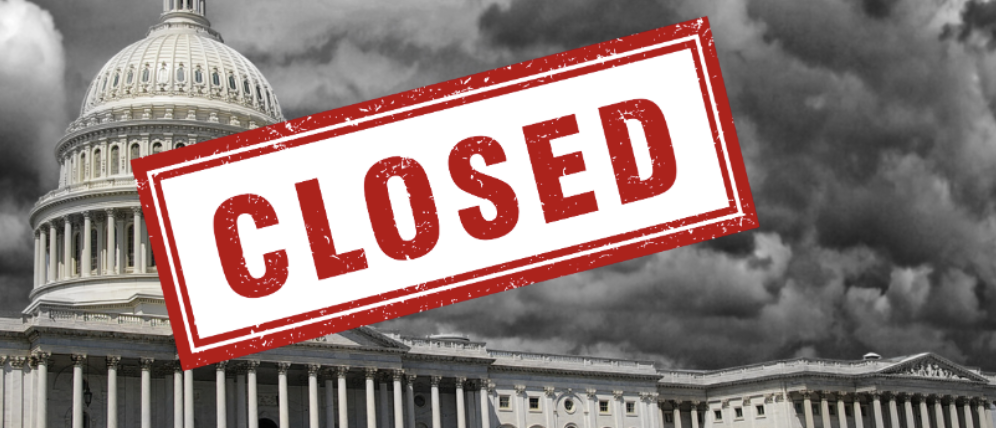 US government closed sign