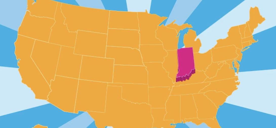 Indiana highlighted on US map