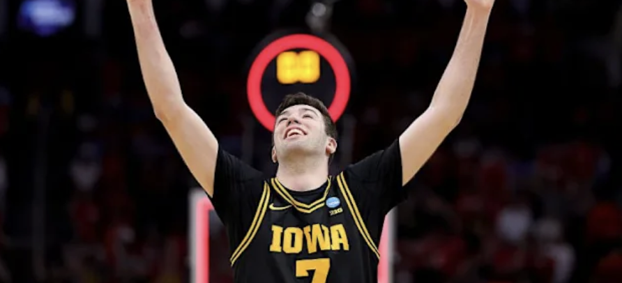 Iowa Hawkeye player celebrates big win