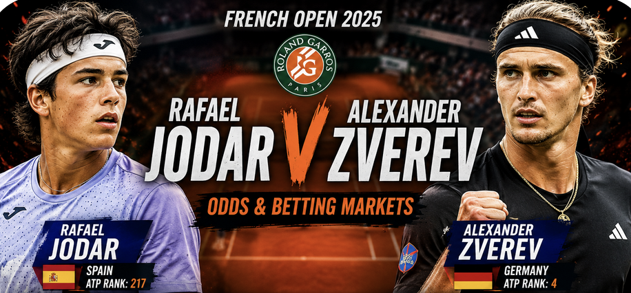 2026 French Open Betting Markets: Rafael Jodar v Alexander Zverev 