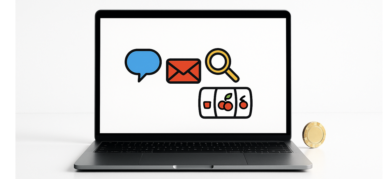 Laptop with icons including slots