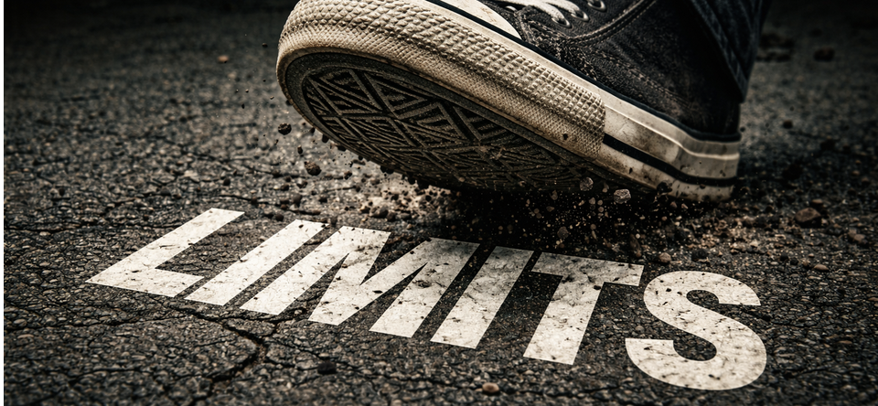 Limits with sneaker coming down