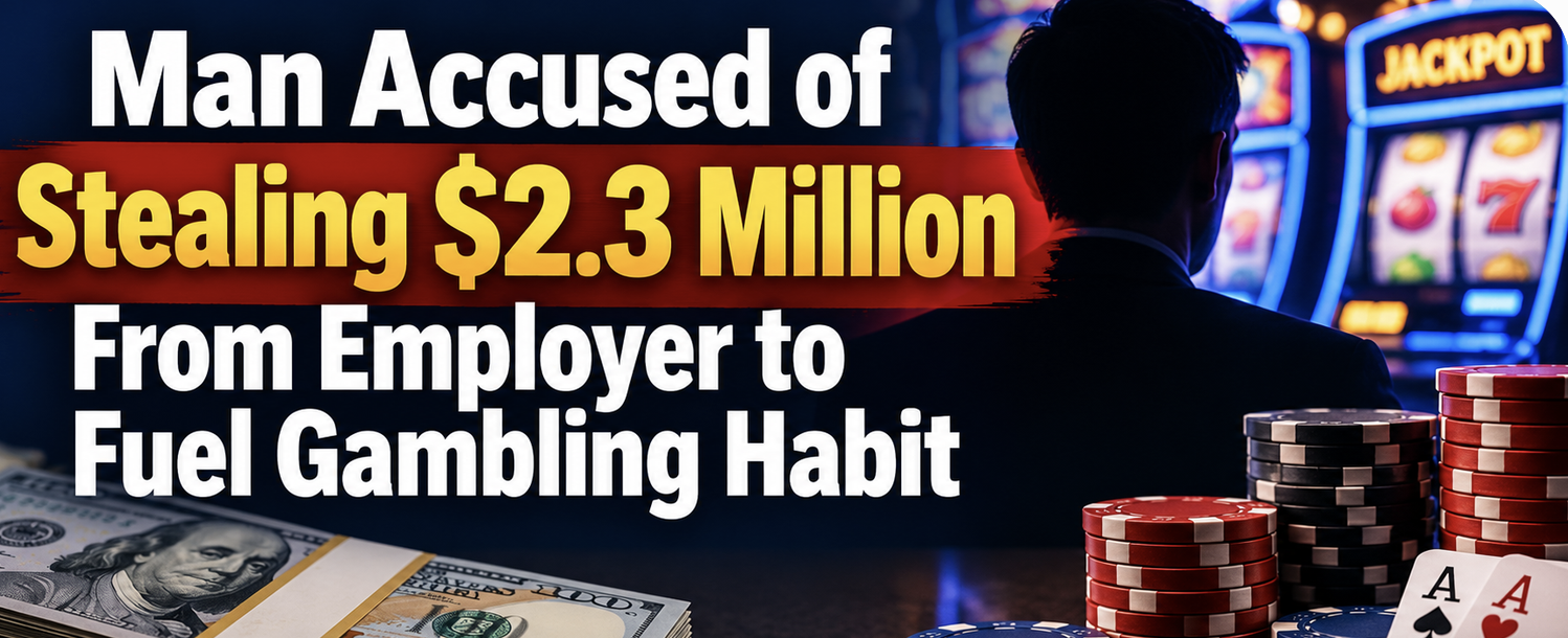 Roseville California Man Charged With Stealing $2.3 Million From Employer to Fuel Gambling Habit