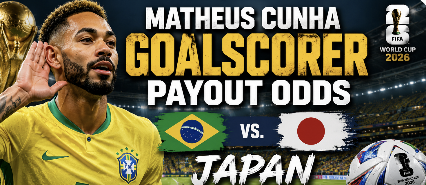 Matheus Cunha  Goalscorer Payout Odds – Brazil vs. Japan | World Cup 2026