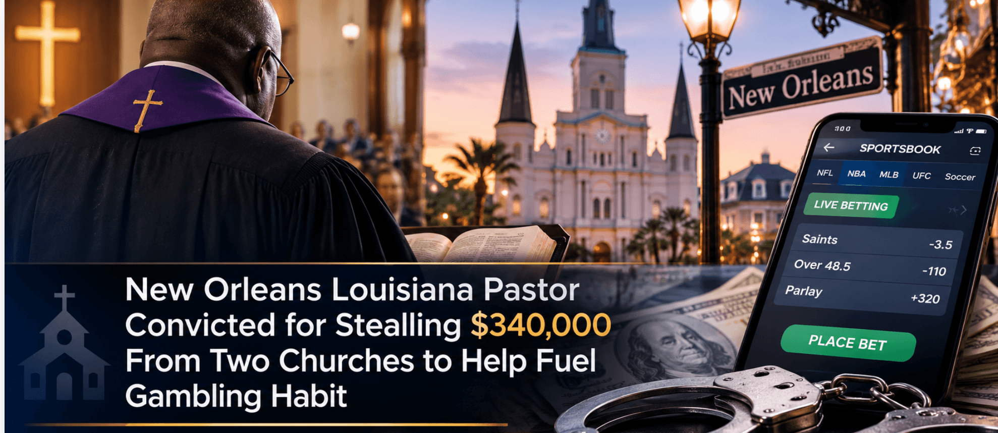 New Orleans Louisiana Pastor Convicted for Stealling $340,000 From Two Churches to Help Fuel Gambling Habit