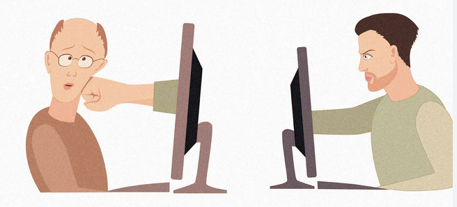 Two men fighitng online