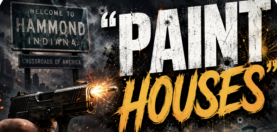 Hammond Indiana welcome sign with the quote "Paint Houses"
