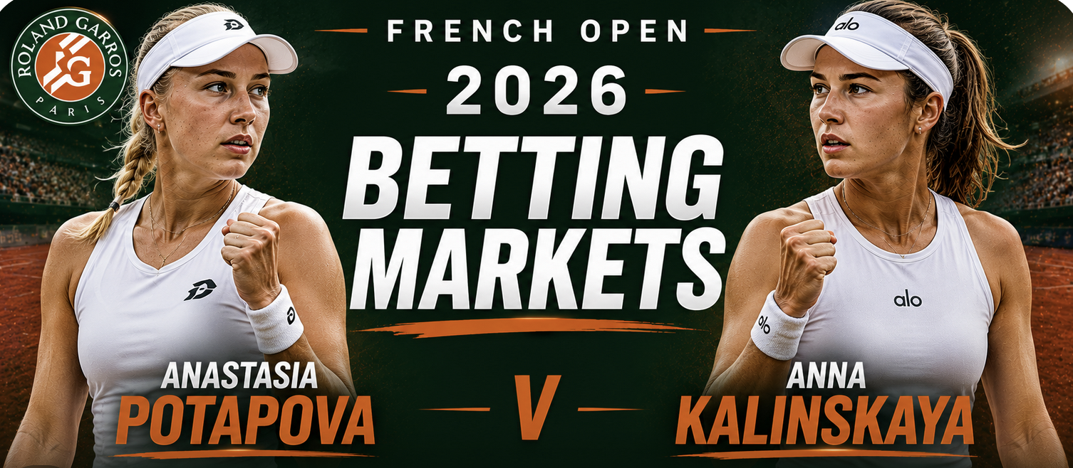 2026 French Open Betting Markets, Payout Odds: Anastasia Potapova v Anna Kalinskaya