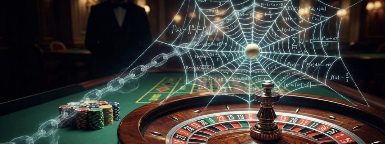 Roulette wheel with a spider web