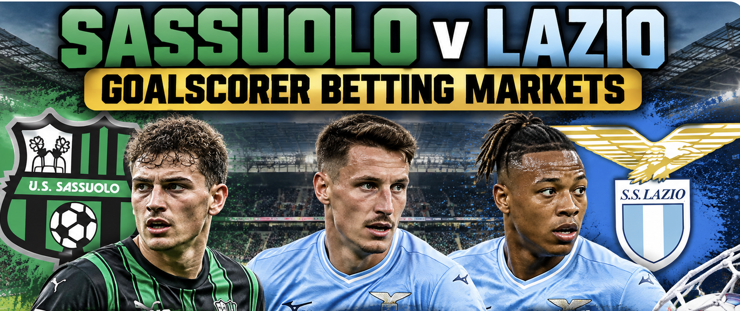 Sassuolo v Lazio Goalscorer Betting Markets Payout Odds: Andrea Pinamonti, Tijjani Noslin, Sebastiano Esposito