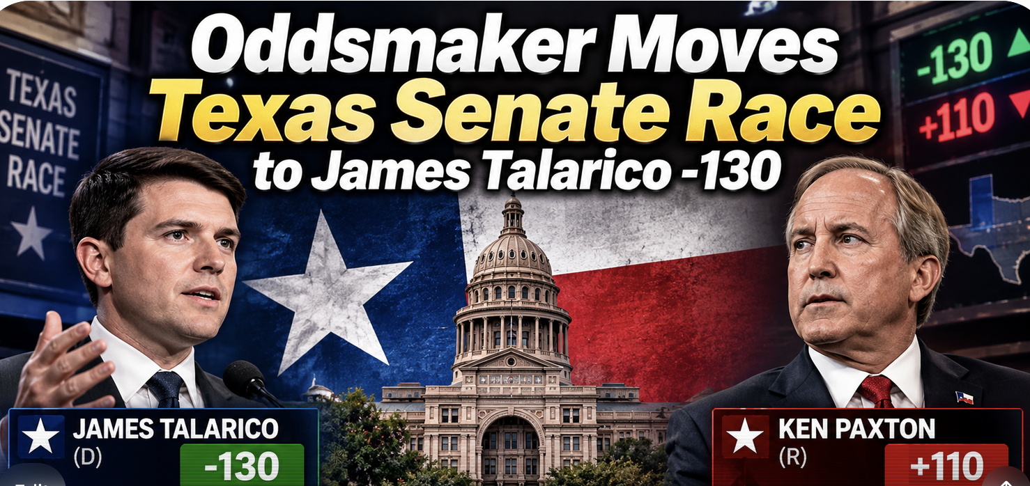 Oddsmaker Moves Texas Senate Race to James Talarico -130, Ken Paxton Pays Even Odds