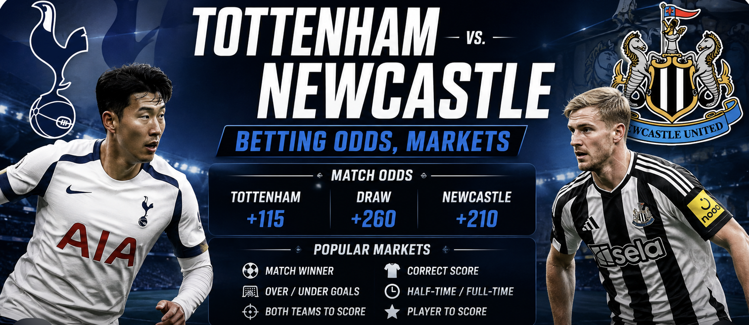 Tottenham vs. Newcastle Betting Odds, Markets - Premier League 29 August