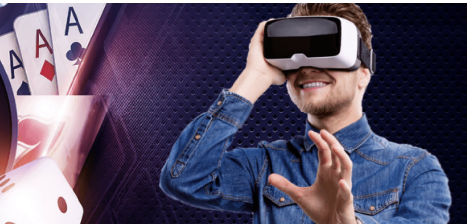 Man playing a VR casino