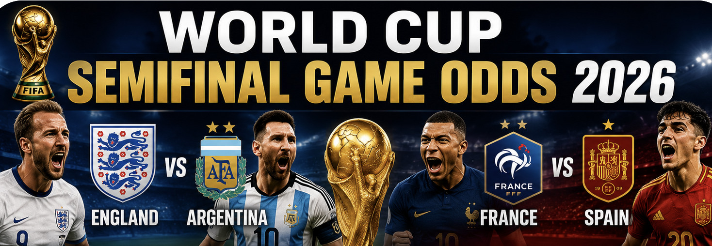 World Cup Semifinal Game Odds 2026: England vs. Argentina, France vs. Spain