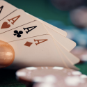 Casino cards and chips on game table
