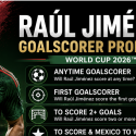 First, Anytime Goal Scorer Prop Bet Payout Odds - Czechia v Mexico: Raul Jimenez, Julian Quinones 
