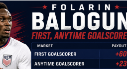 What Are the Payout Odds for Folarin Balogun First, Anytime Goalscorer: USA v Paraguay
