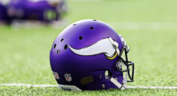 Minnesota Vikings helmet on field 