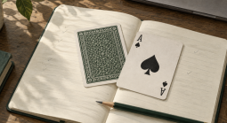 playing cards on review notebook
