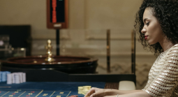 Woman playing a casino game