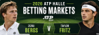 2026 ATP Halle Betting Markets: Zizou Bergs v Taylor Fritz 
